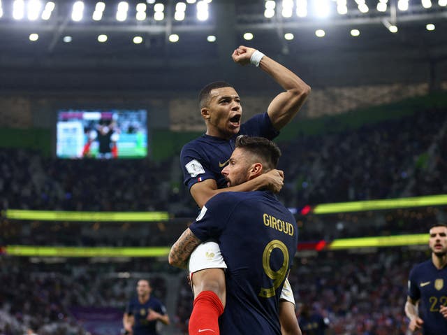 <p>Kylian Mbappe and Olivier Giroud combined for France’s opening goal </p>