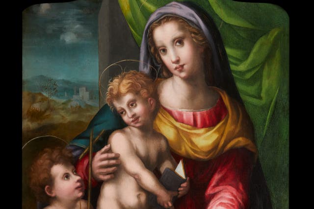 The Italian Renaissance painting of the Madonna and Child, painted in Florence in the 1520s, has been unveiled at Kirkcaldy Galleries in Fife (OnFife/PA)