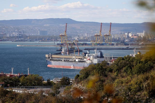<p>FileL An oil tanker is moored at the Sheskharis complex, part of Chernomortransneft JSC, a subsidiary of Transneft PJSC, in Novorossiysk, Russia</p>
