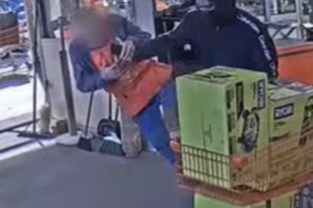 <p>Surveillance footage captured a shoplifter shoving Home Depot worker Gary Rasor </p>