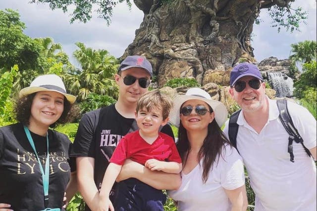 <p>Family reunited: Molly, Zakk, Charlie, Sarah and Robbie Kitchen at Disney’s Animal Kingdom in Florida </p>