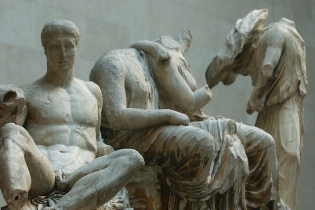 A Sections of the Parthenon Marbles in London’s British Museum (PA)