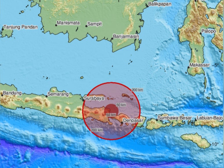 A 6.2-magnitude hit Indonia’s East Java province on Tuesday