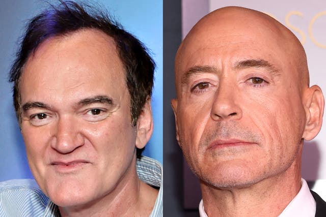 <p>Quentin Tarantino and Robert Downey Jr</p>