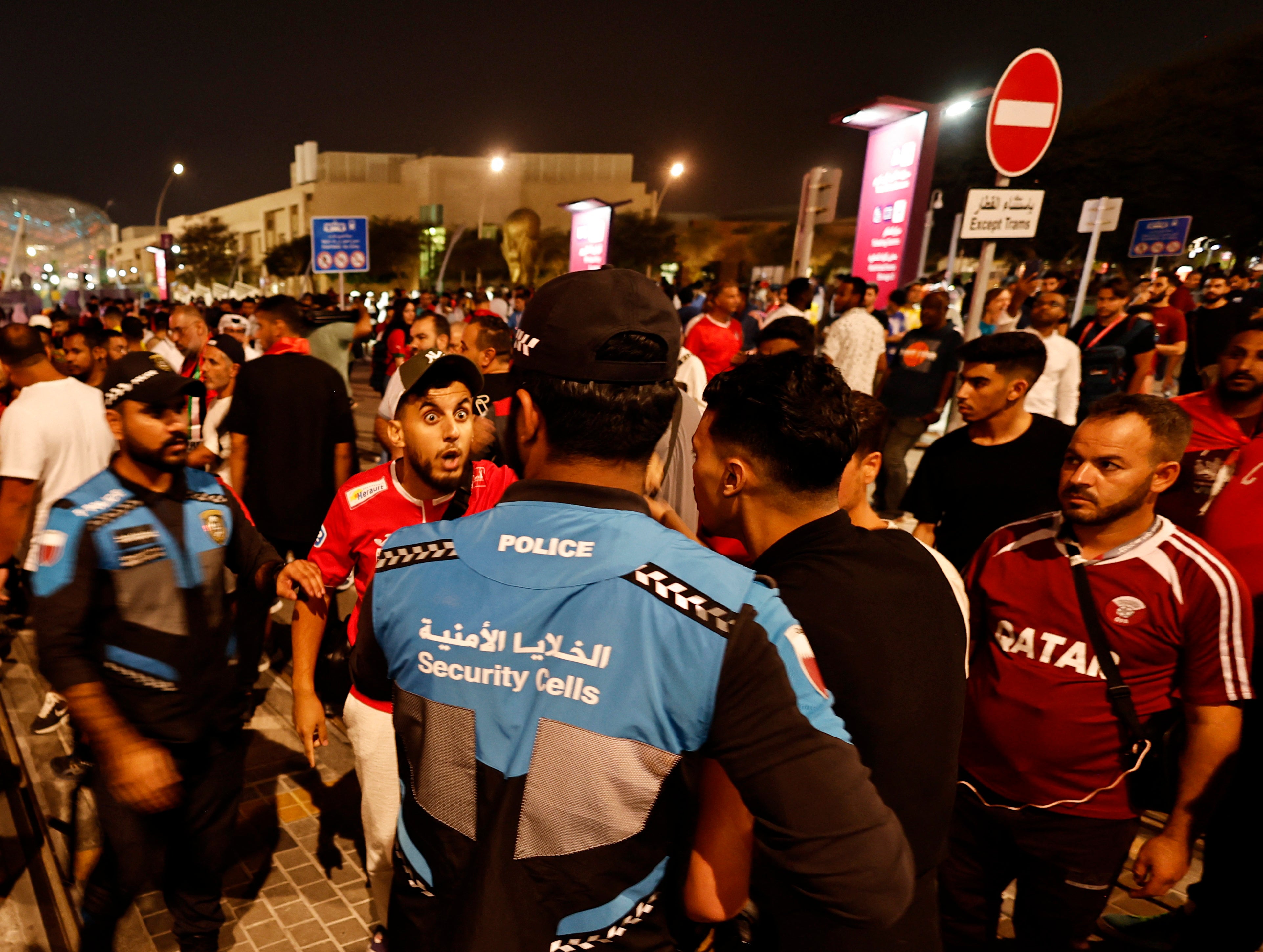 Police were deployed outside of the Education City Stadium