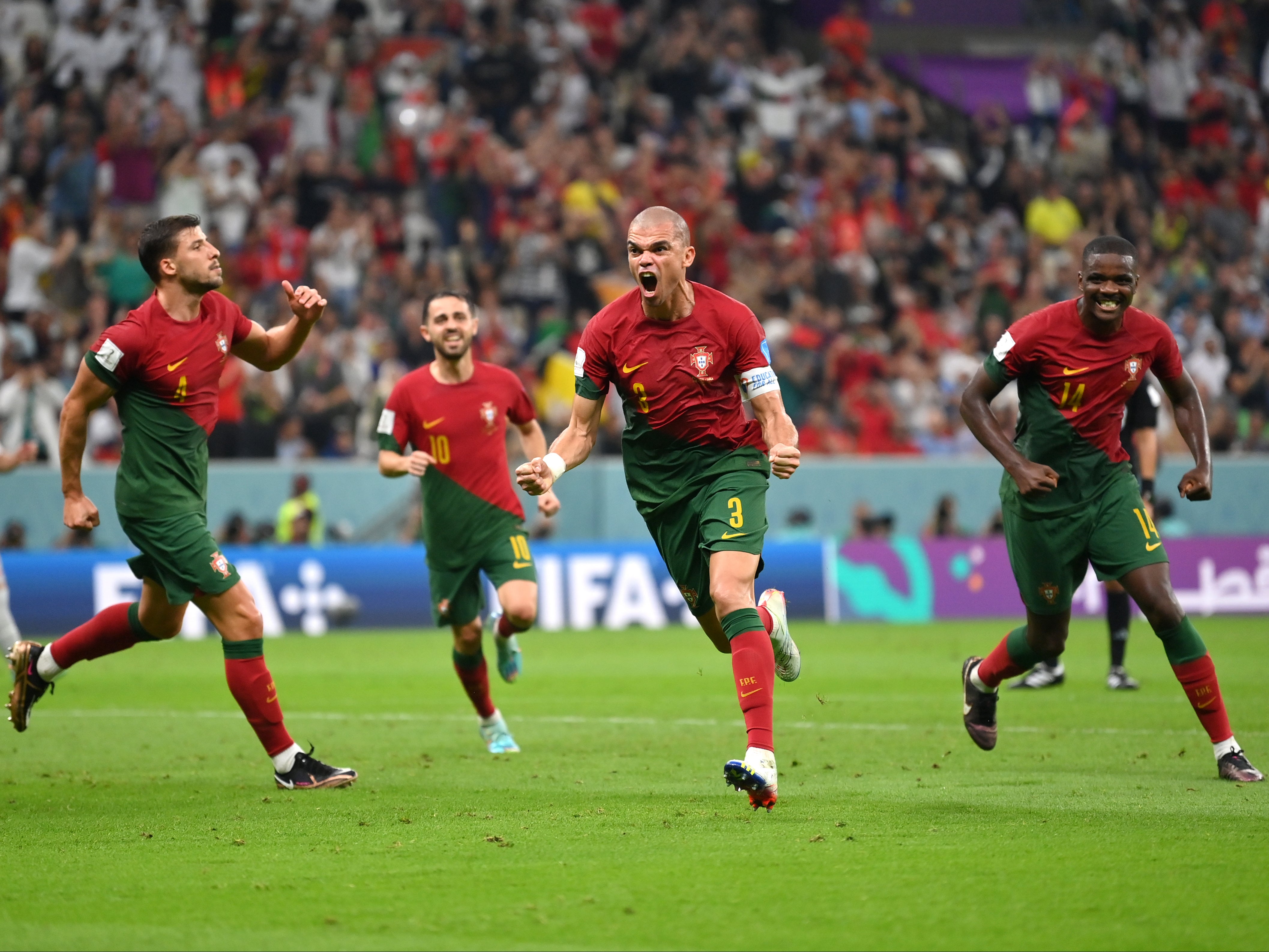 Pepe headed home Portugal’s second goal against Switzerland