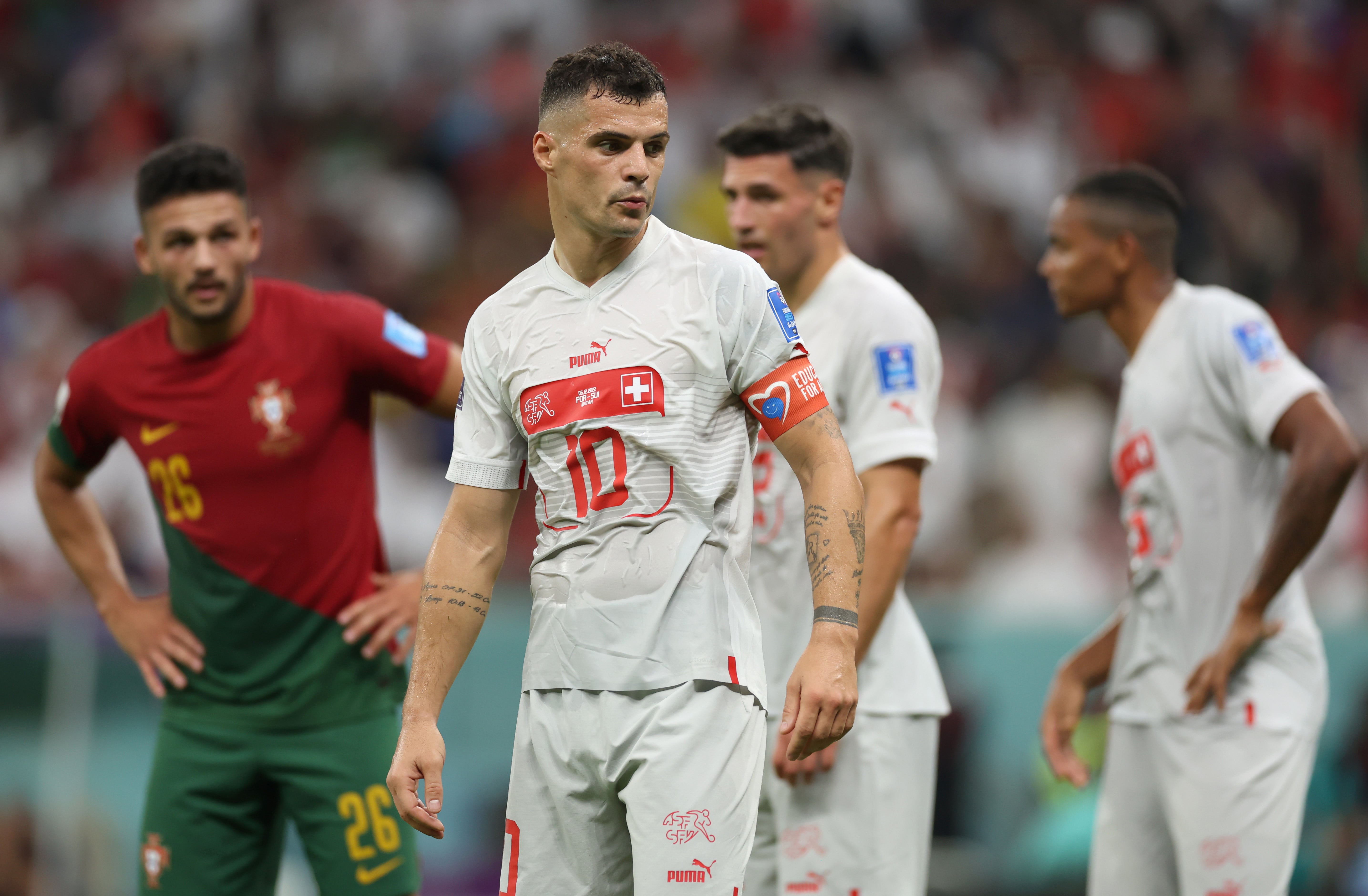 Granit Xhaka was powerless to stop Portugal’s midfield on Tuesday night