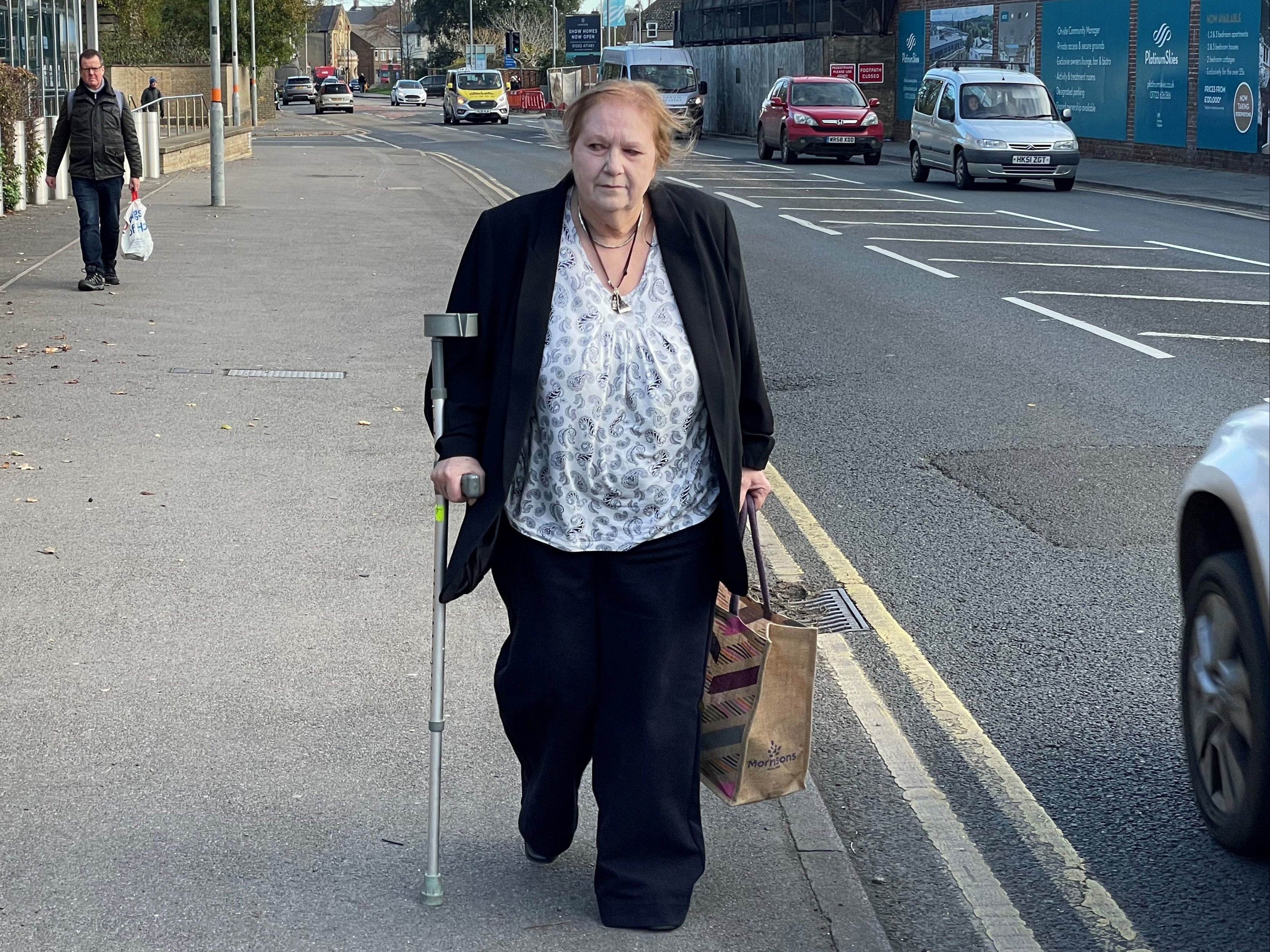 Margaret Peacock, 69, arrives at Salisbury Crown Court