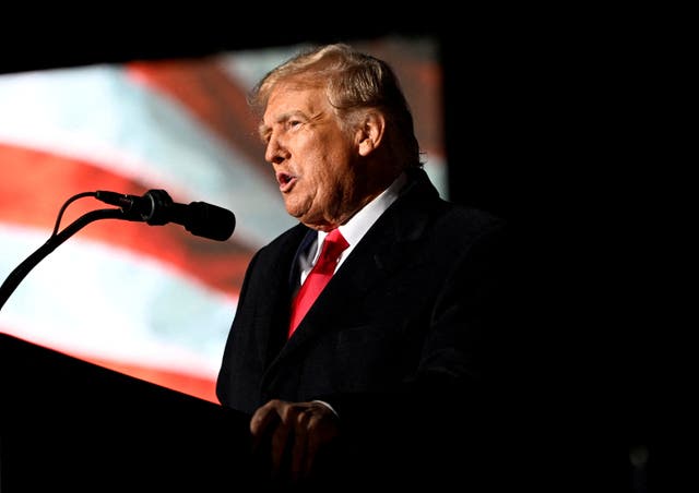 <p>File: Former US president Donald Trump speaks at a rally to support Republican candidates ahead of midterm elections, in Dayton, Ohio, US, 7 November 2022 </p>