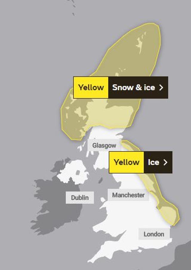 UK weather: Two day snow and ice warnings as Britain freezes in -10C ...