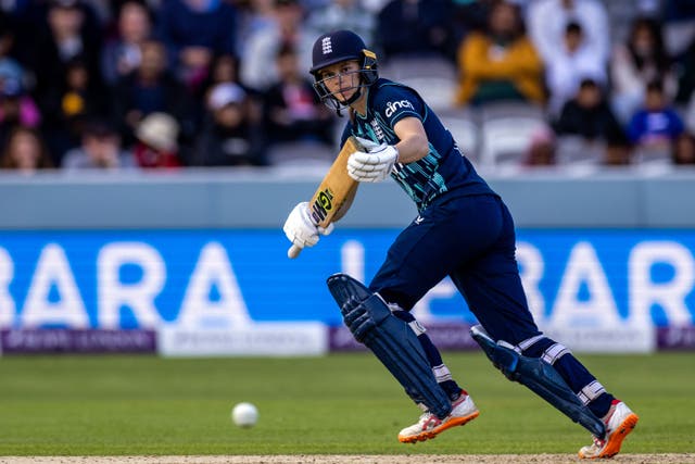Amy Jones (pictured) and Sophia Dunkley made half centuries as England beat the West Indies by 142 runs in Antigua to go 2-0 up in their three-match ODI series (Steven Paston/PA)