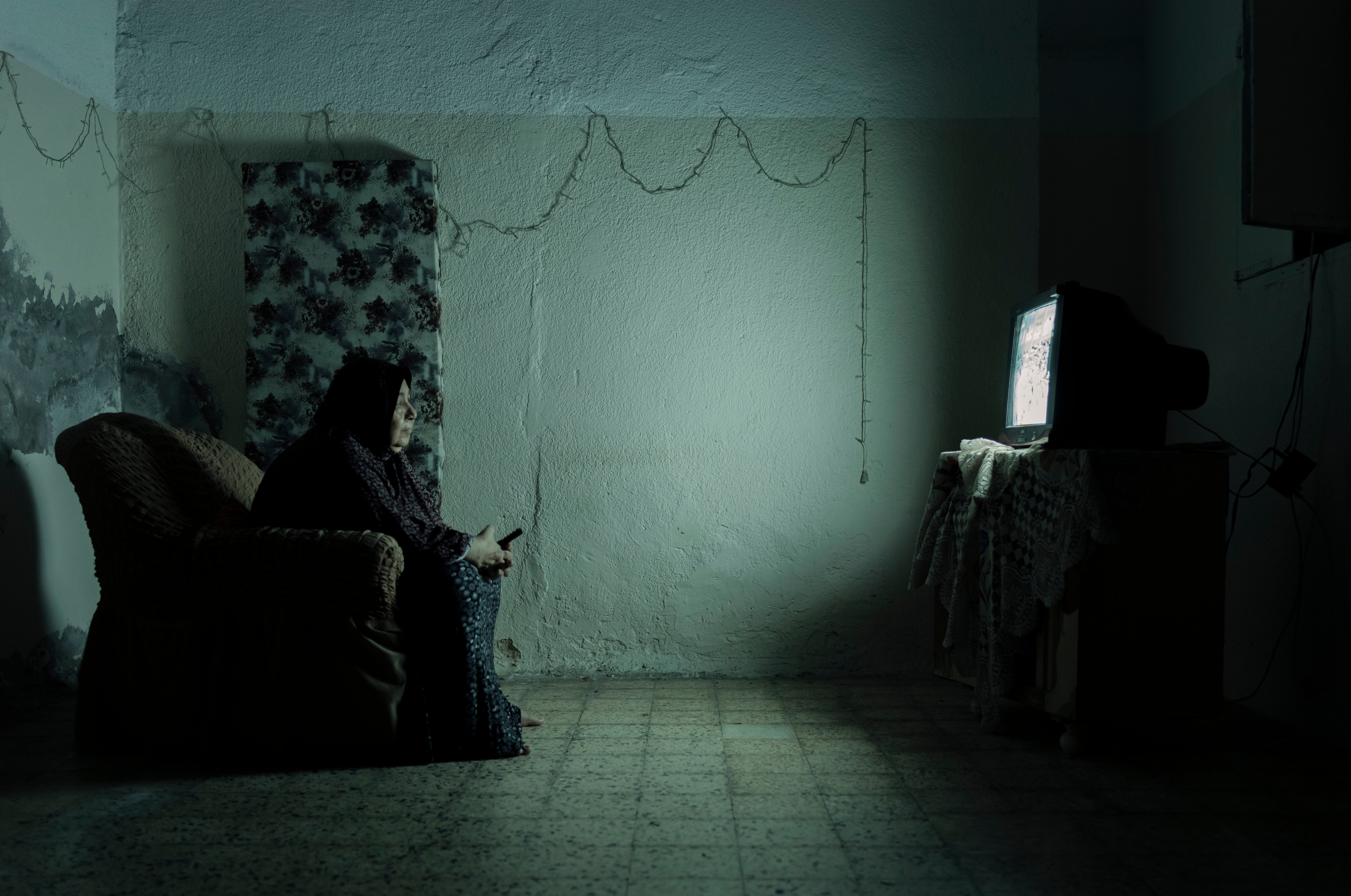 Sobhia lives among the alleyways of Al-Shati refugee camp in a ground-floor flat. ‘In my senior years with decreased mobility, the TV has become my best friend, it’s all I have to look forward to’