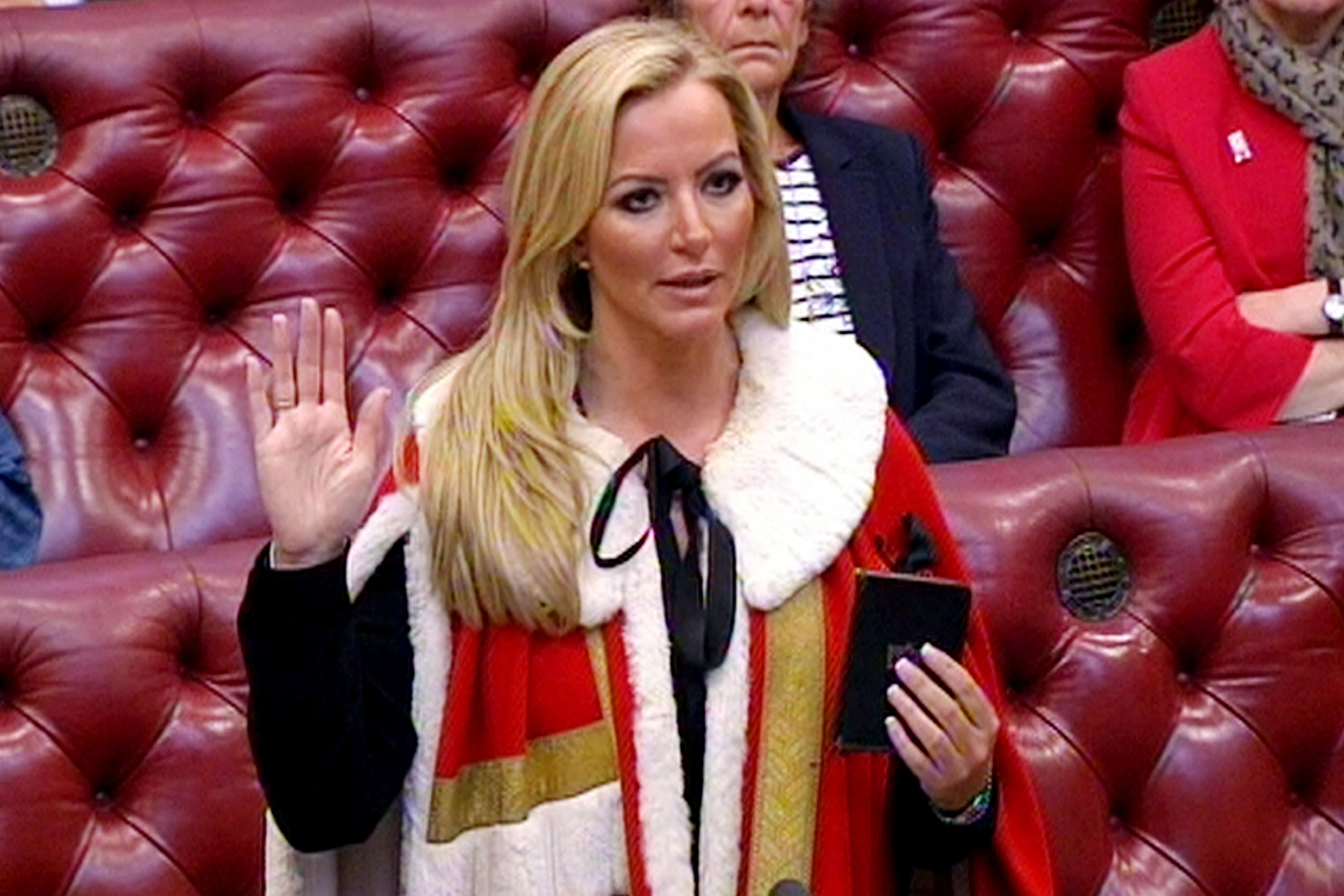 Entrepreneur Michelle Mone is admitted to the House of Lords as Baroness Mone of Mayfair, after being made a Tory peer.