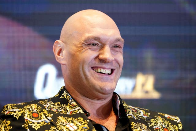 Tyson Fury during a press conference at the Tottenham Hotspur Stadium, London (Zac Goodwin/PA)