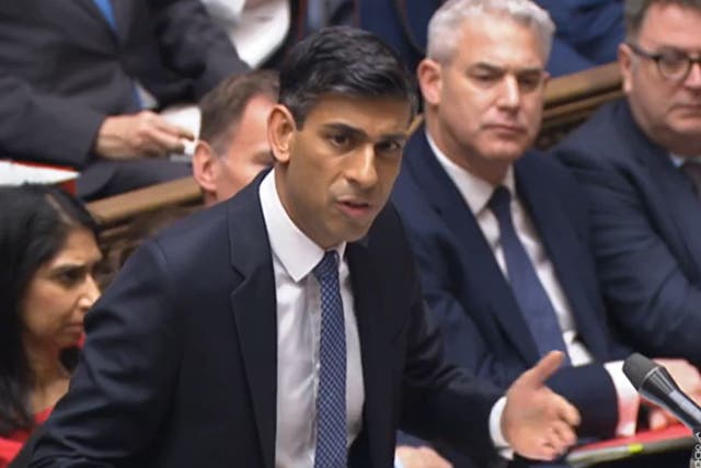 Prime Minister Rishi Sunak speaks during Prime Minister’s Questions in the House of Commons, London. Picture date: Wednesday December 7, 2022.
