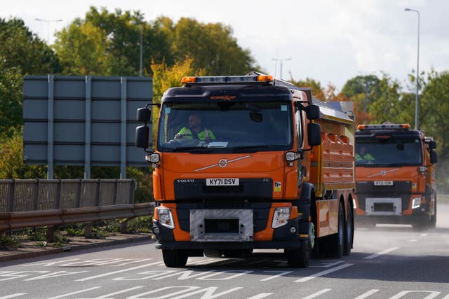 Gritters have been dispatched onto UK roads as the country heads into a cold snap (Jacob King/PA)
