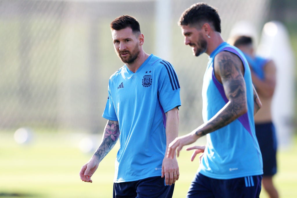 Messi trains ahead of Friday’s quarter-final, with Argentina’s opponents just 200m away