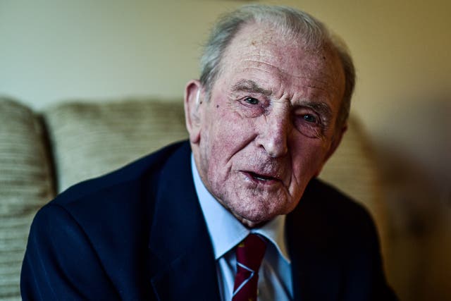 <p>George "Johnny" Johnson, then aged 95, at his home in Bristol</p>