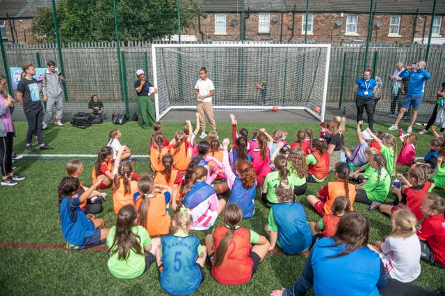 A new Sport England survey has found 100,000 more girls are now playing football compared to 2017 (Richard Walker/PA)
