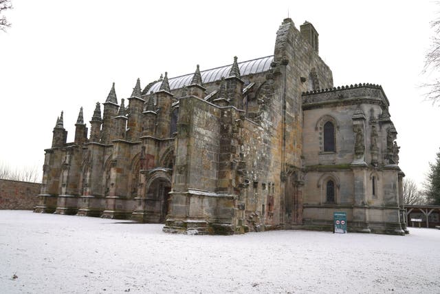 Snow also fell at Rosslyn Chapel, near Edinburgh (Andrew Milligan/PA)