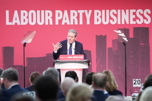 Labour leader Sir Keir Starmer speaks at the party’s business conference in Canary Wharf (Stefan Rousseau/PA)