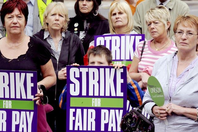 Public sector workers and members of the UNISON Trade Union (John Giles/PA)
