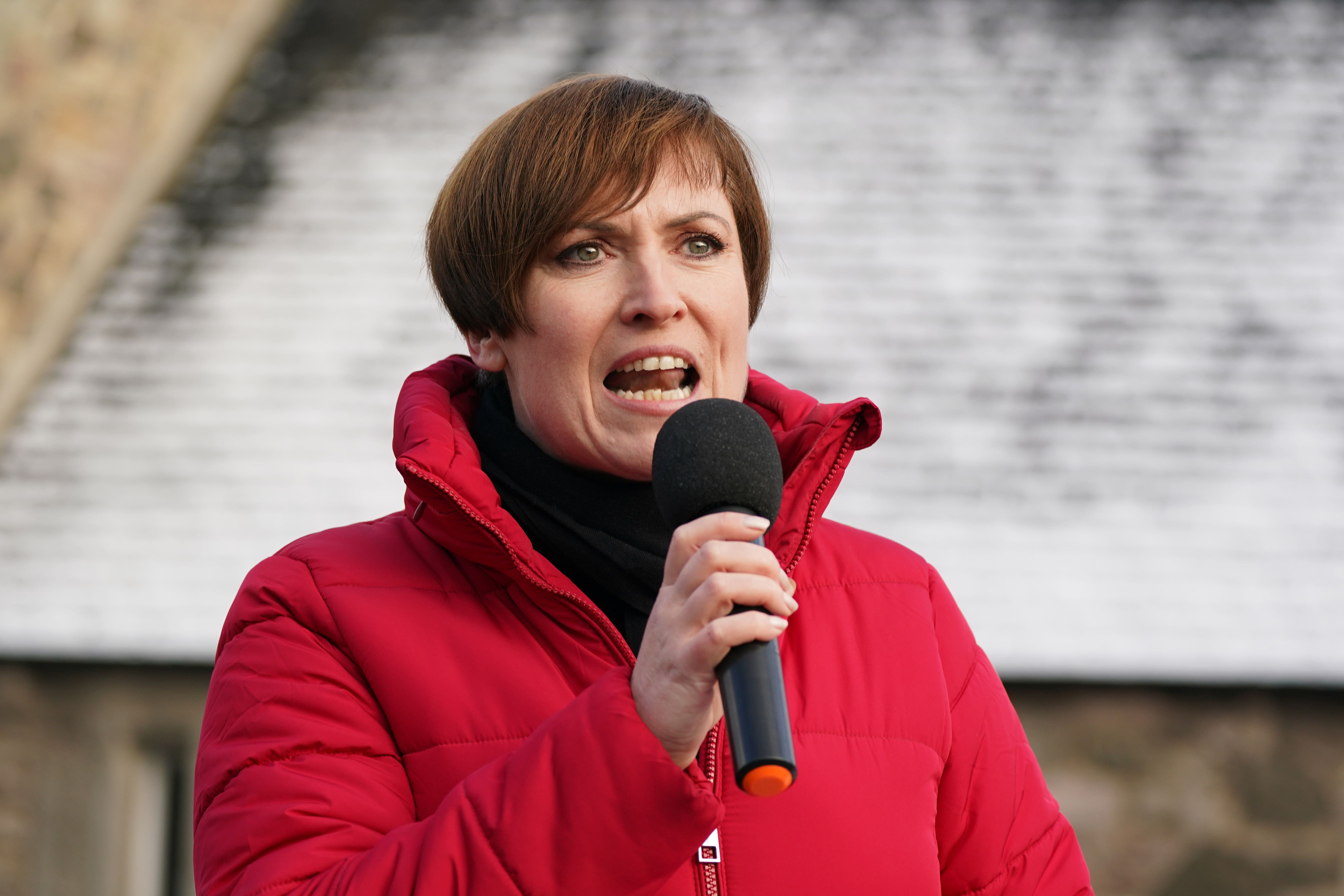 Roz Foyer from the STUC led a protest outside the Scottish Parliament on Thursday (Andrew Milligan/PA)