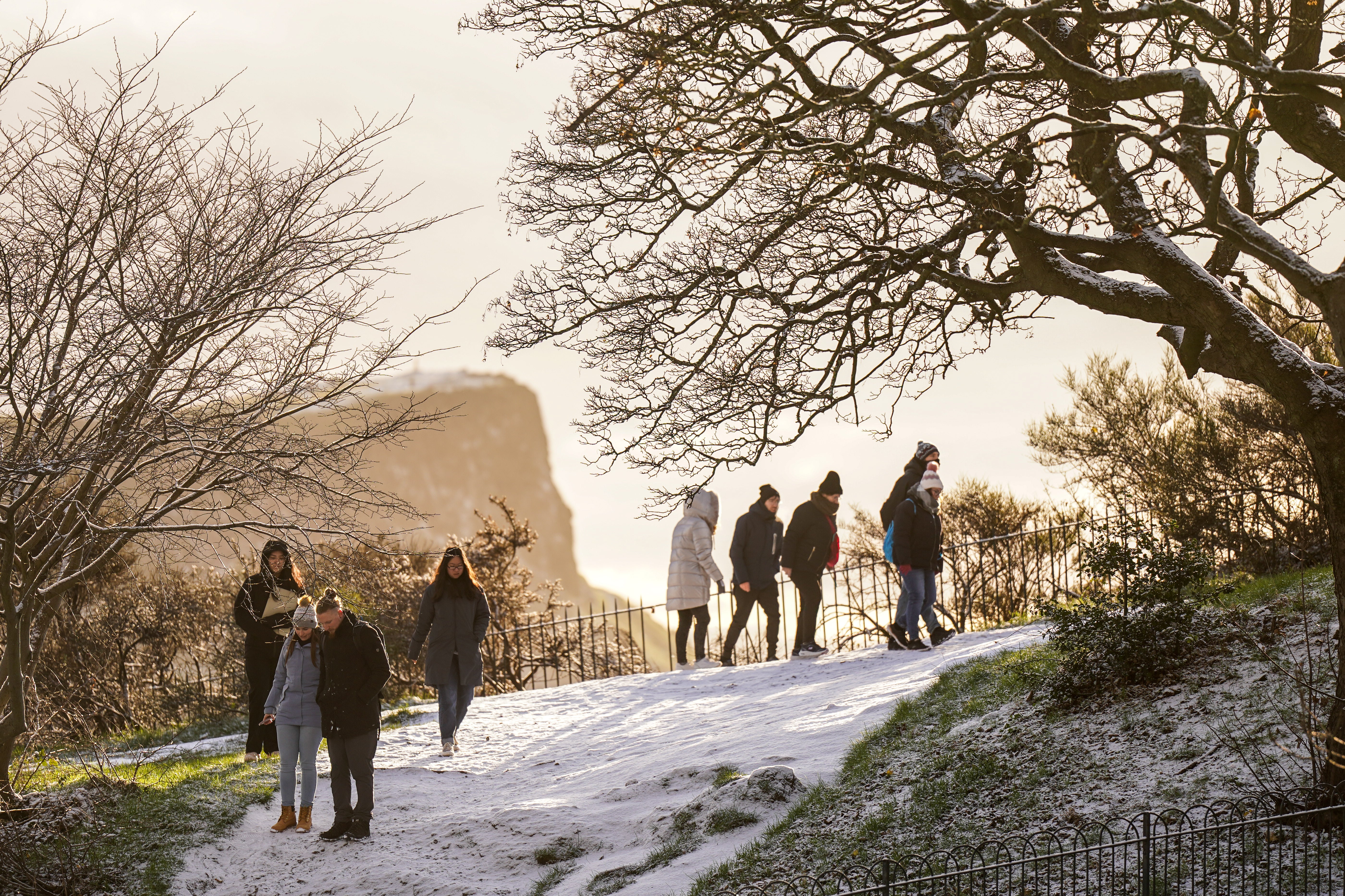 Snow on Calton Hill in Edinburgh on Thursday