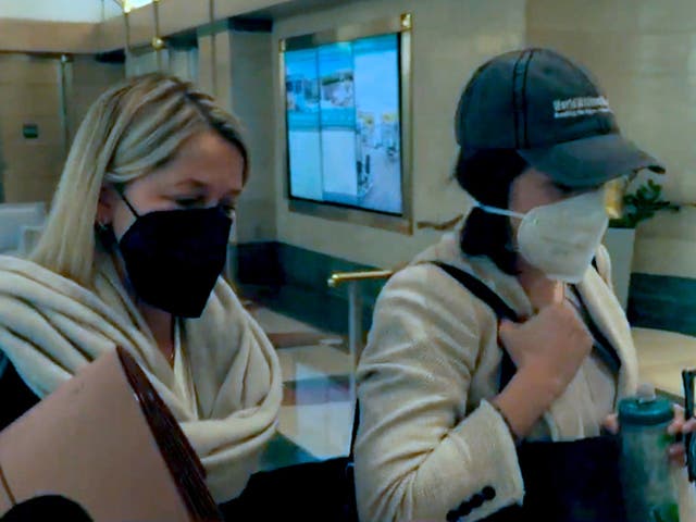 <p>Anne Sacoolas (right) in Washington DC after receiving a suspended sentence</p>