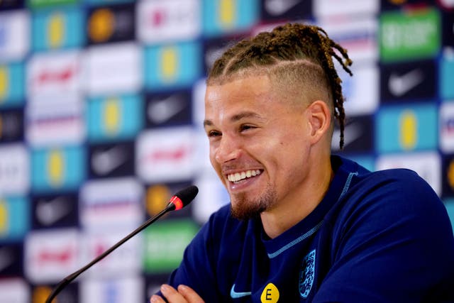 England’s Kalvin Phillips during a press conference at Al Wakrah Sports Complex in Al Wakrah, Qatar (Martin Rickett/PA)