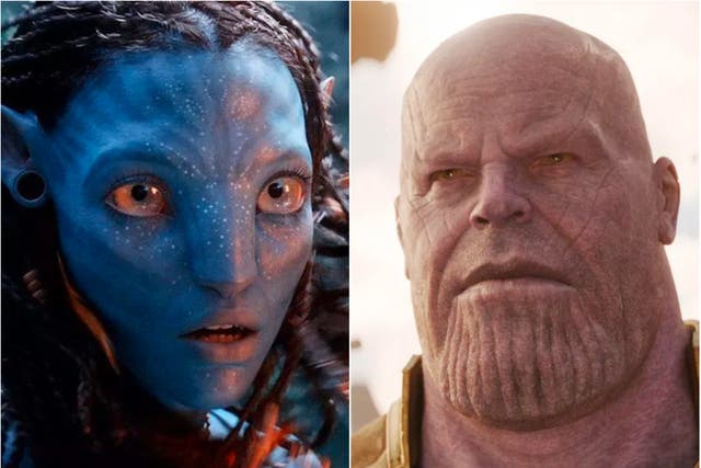 <p>Avatar 2 (left) and Thanos from Marvel</p>