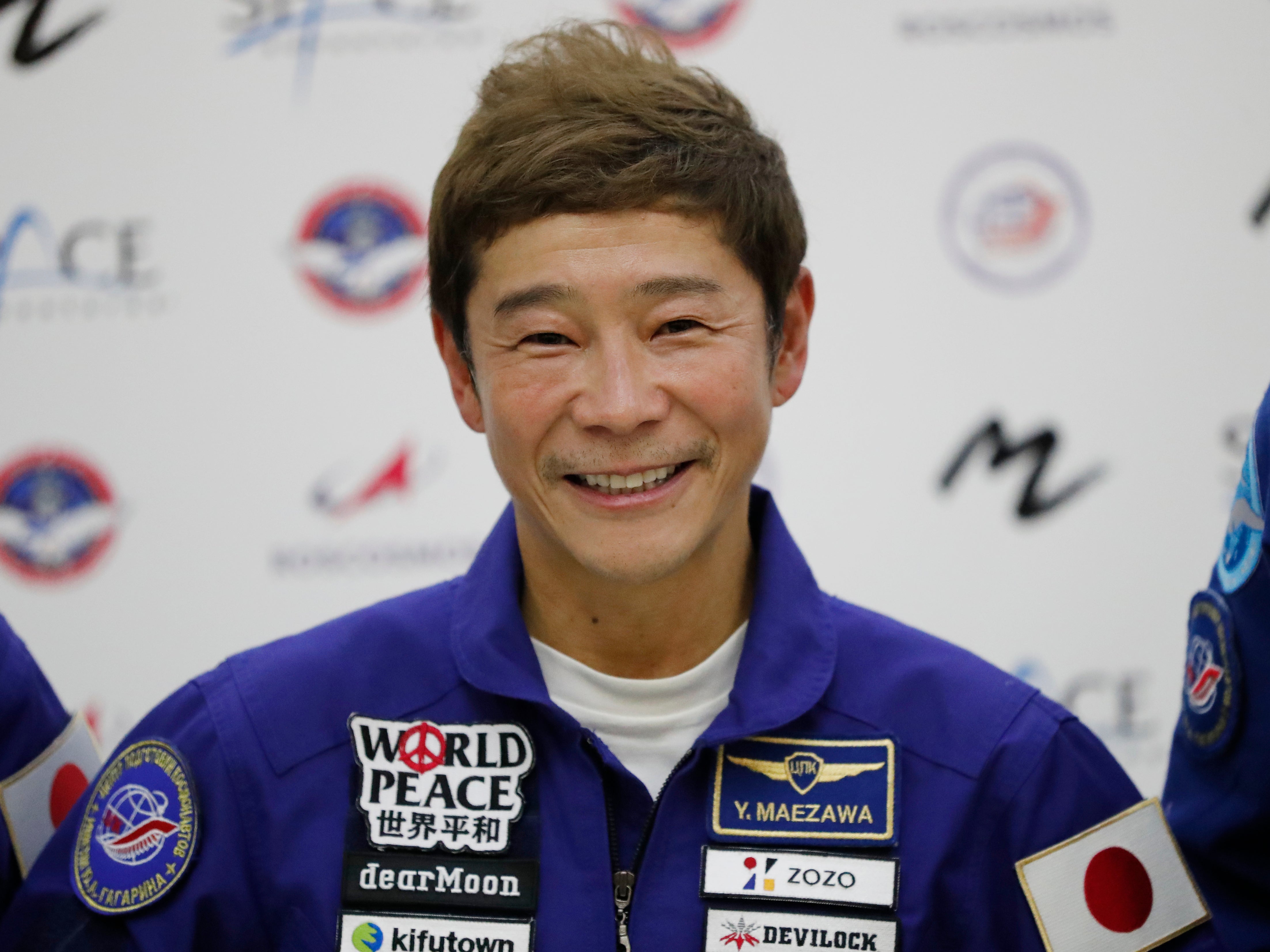Yusaku Maezawa attends a news conference ahead of his expedition to the International Space Station in 2021