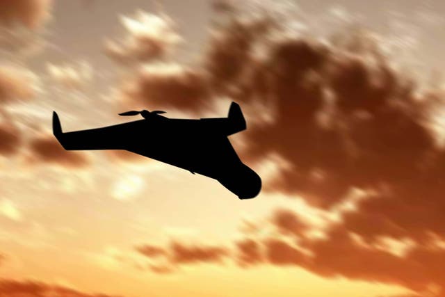 Silhouette of an Iranian military unmanned aerial vehicle (Pacific Press Media Production Corp/Alamy/PA)