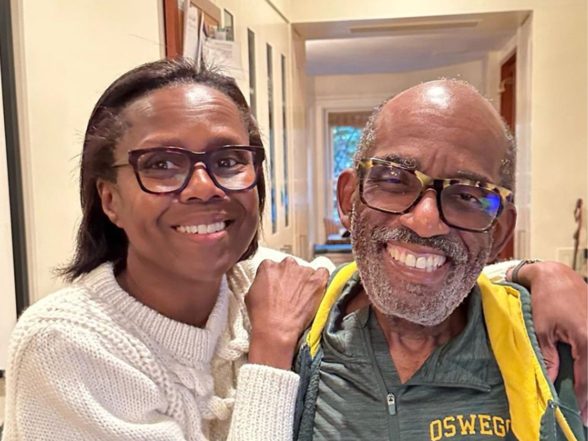 Deborah Roberts and Al Roker smile after the NBC host returns home from hospital