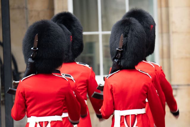 Members of the King’s Guards outside Buckingham Palace (James Manning/PA)