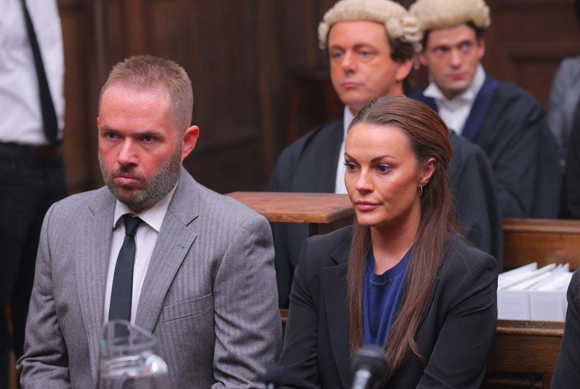 Wayne Rooney (Dion Lloyd) and Coleen Rooney (Chanel Cresswell) in ‘Vardy v Rooney’