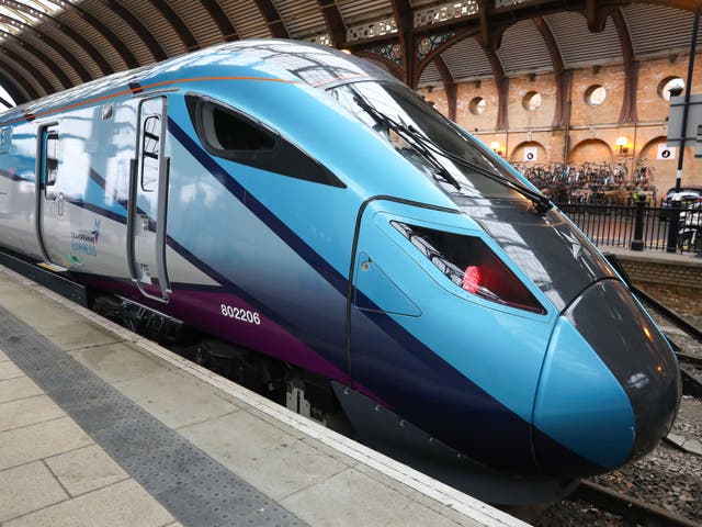 <p>Departing soon? A TransPennine Express train, which will be running widely on Tuesday and Wednesday but not on Friday and Saturday </p>
