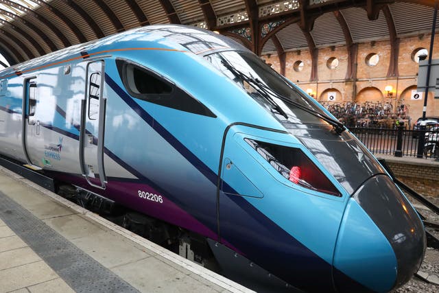 <p>Departing soon? A TransPennine Express train, which will be running widely on Tuesday and Wednesday but not on Friday and Saturday </p>