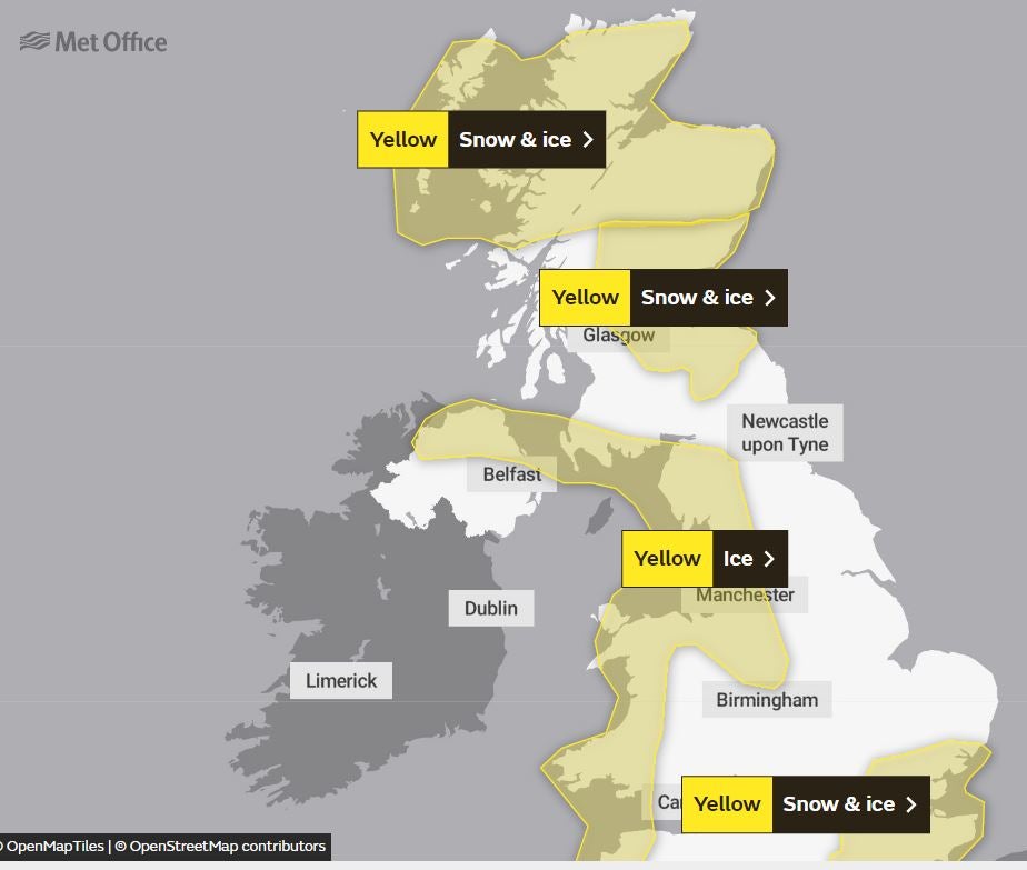 Met office warnings in place for Sunday