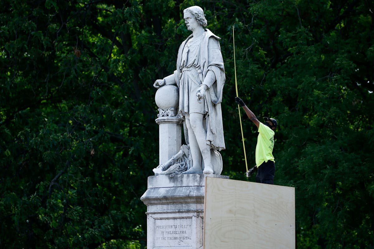 Philadelphia ordered to remove box covering Columbus statue Philadelphia ordered to remove box covering Columbus statue