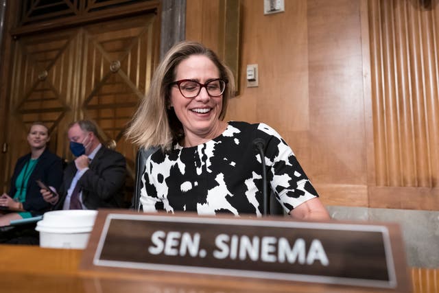 <p>Sen Kyrsten Sinema in the Senate chamber </p>