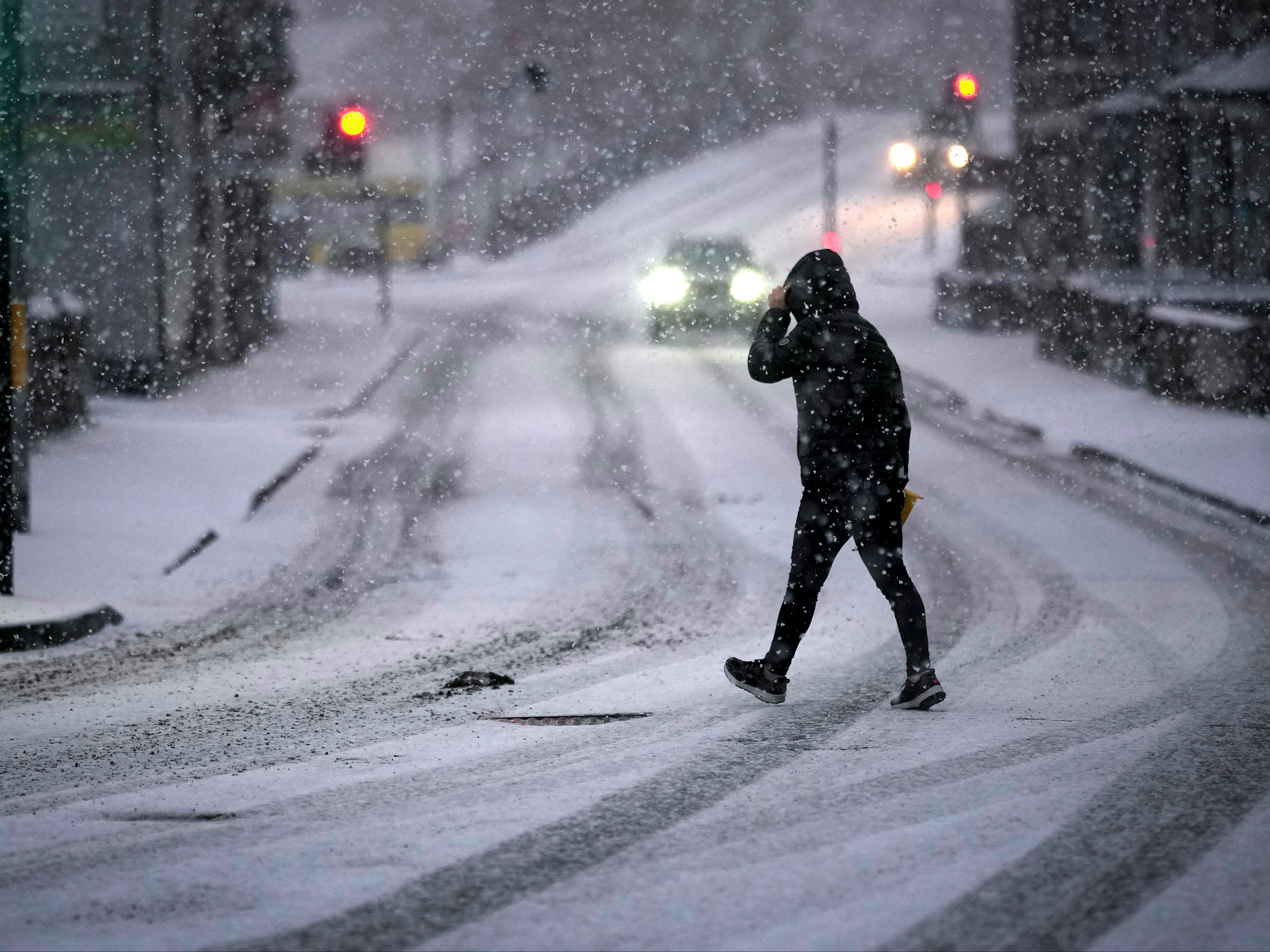 Snow has fallen in Northwich in Cheshire