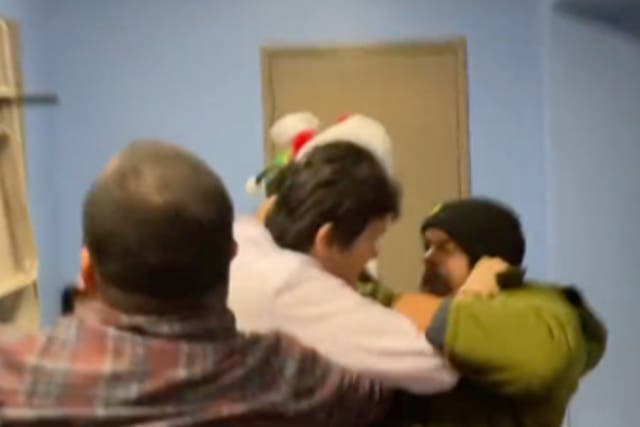 <p>Los Angeles city council member Kevin de León got in a fist fight with a demonstrator on 9 December, 2022</p>