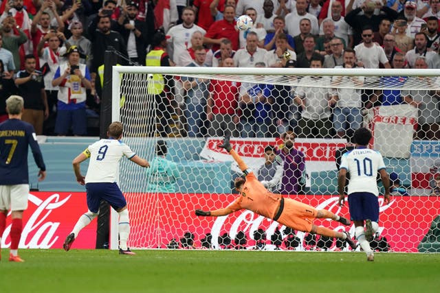 <p>Harry Kane misses from the penalty spot (Mike Egerton/PA)</p>