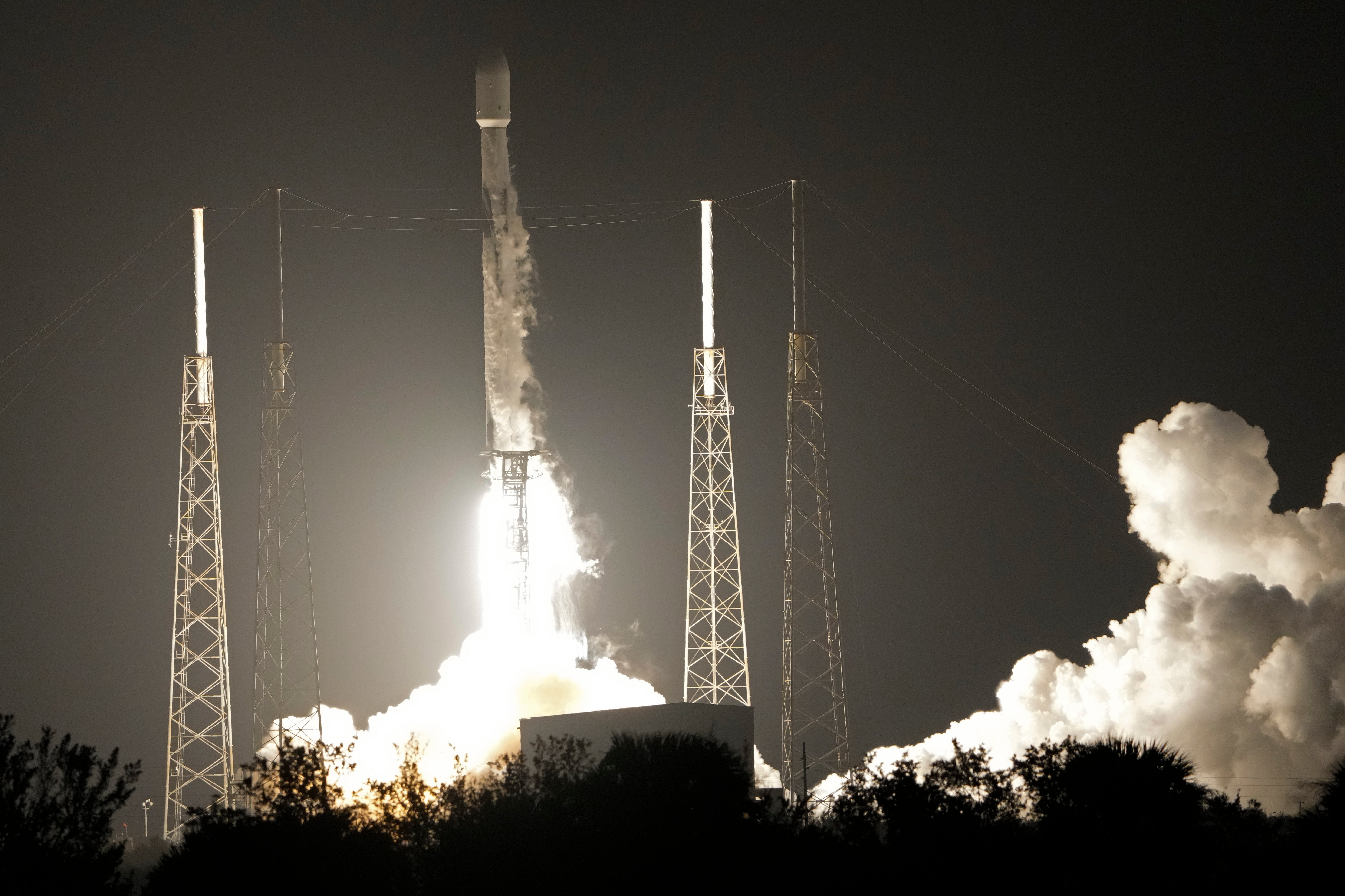 A SpaceX Falcon 9 rocket with lunar rovers from Japan and the UAE lifts off from Cape Canaveral in December