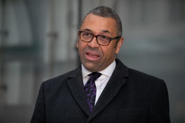 Foreign Secretary James Cleverly gives an interview outside BBC Broadcasting House in London (Lucy North/PA)