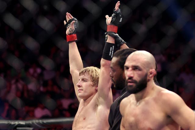 <p>Paddy Pimblett (left) was a unanimous-decision winner in the UFC 282 co-main event</p>