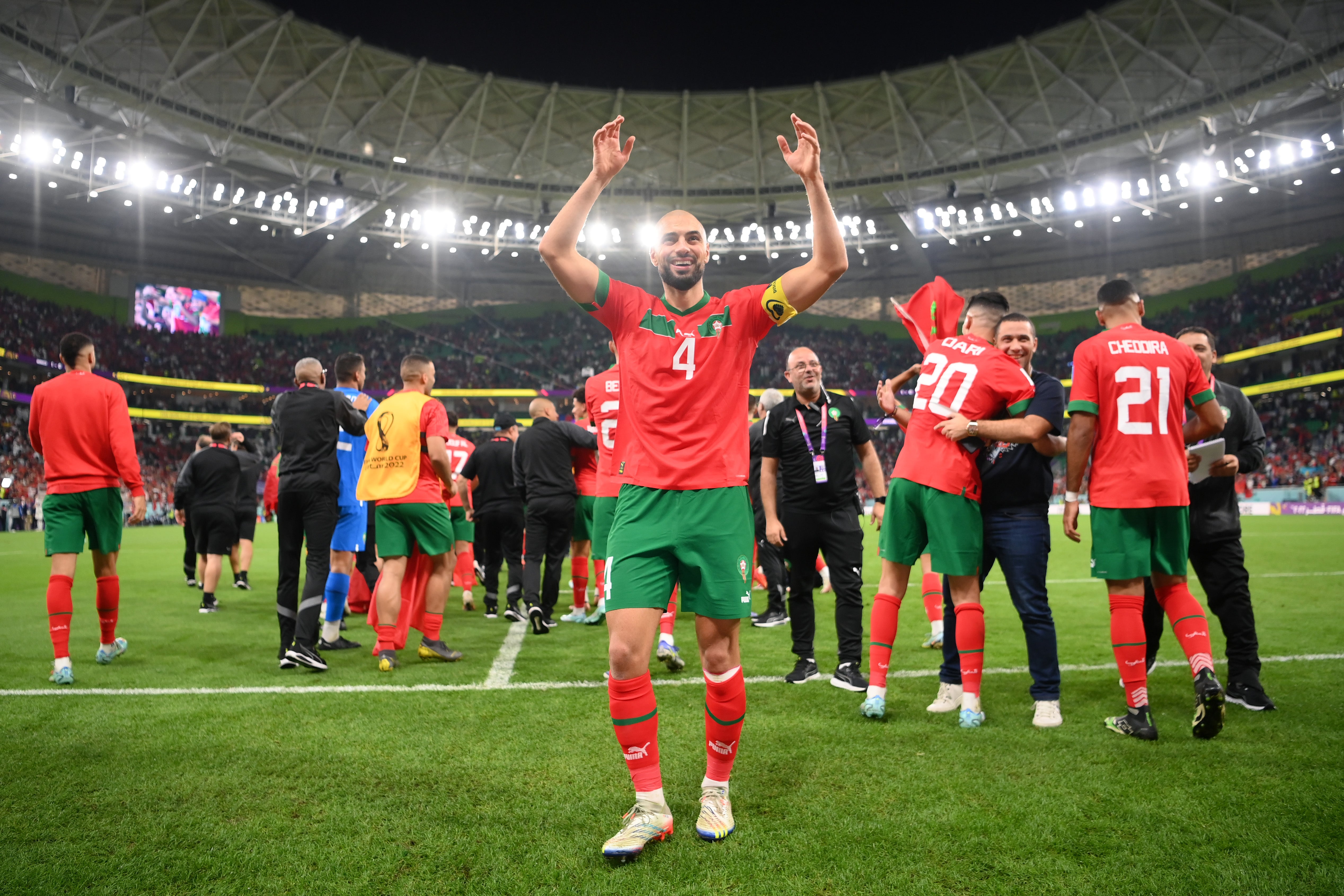 Sofyan Amrabat celebrates Morocco’s triumph in Doha
