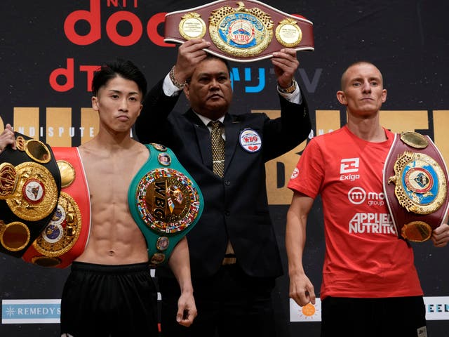 <p>Naoya Inoue (left) and Paul Butler clash for undisputed status at bantamweight</p>