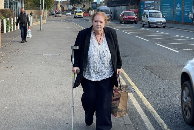 Margaret Peacock, 69, arriving at Salisbury Crown Court, where she is accused of being in charge of a dog, while it was dangerously out of control (Ben Mitchell/PA)